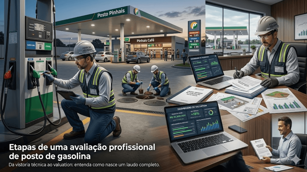 Etapas de uma avaliação profissional de posto de gasolina