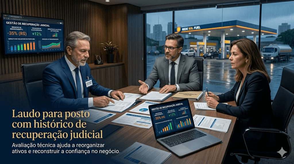Posto com Histórico de Recuperação Judicial: Como Elaborar um Laudo que o Mercado, os Bancos e a Justiça Respeitam