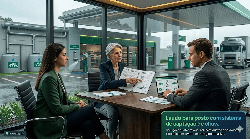 Posto Sustentável Vale Mais? Como o Sistema de Captação de Chuva Impacta seu Laudo (e Atrai Compradores)