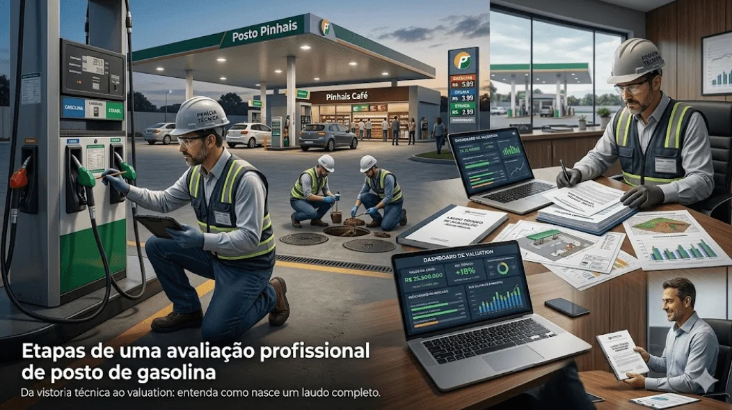 Etapas de uma avaliação profissional de posto de gasolina